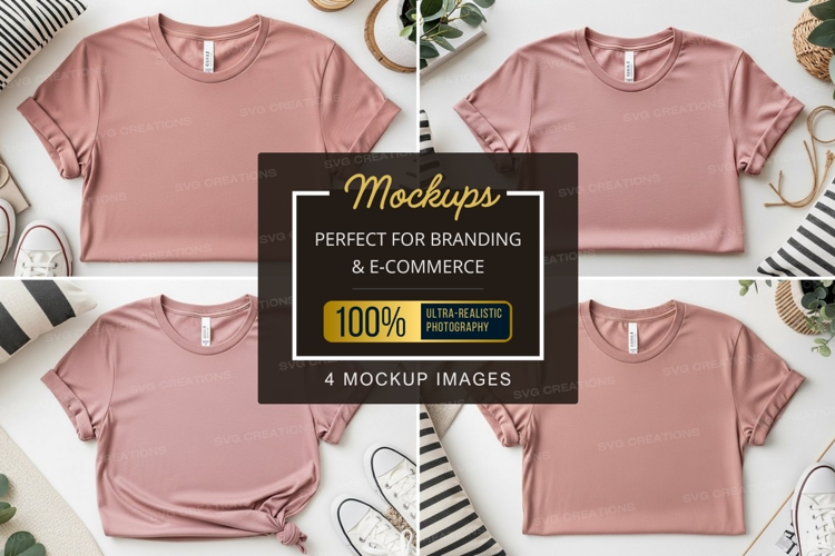 Collection of pink t-shirt mockups