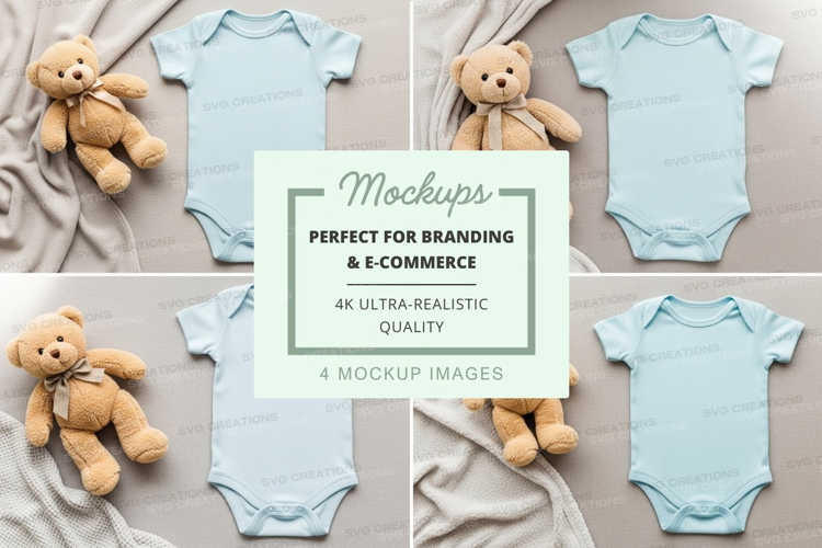 Mockup: baby onesies with teddy bears