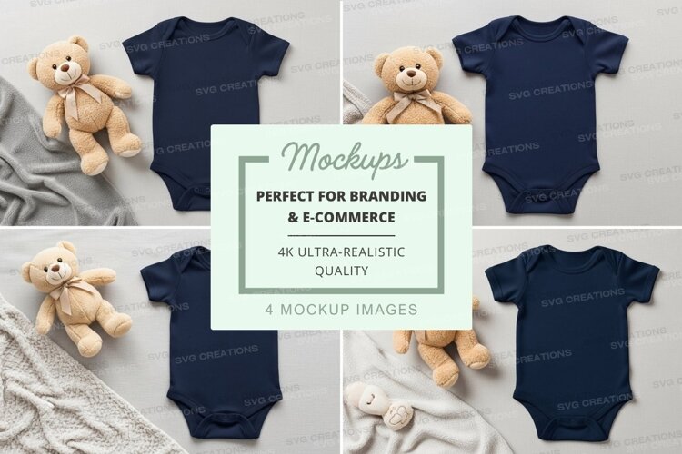 Mockup: baby onesies with teddy bears example image 1