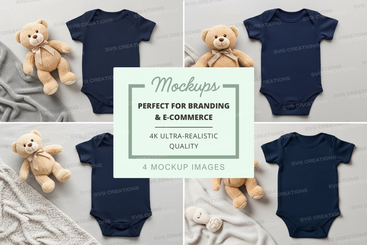Mockup: baby onesies with teddy bears