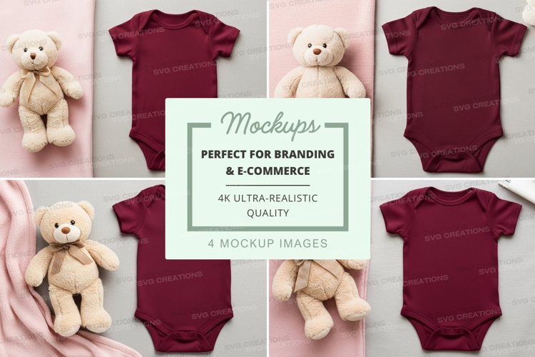 Mockup: baby onesies with teddy bears