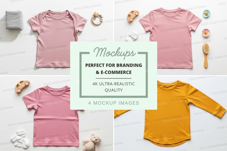 Mockup of childrens clothing with accessories