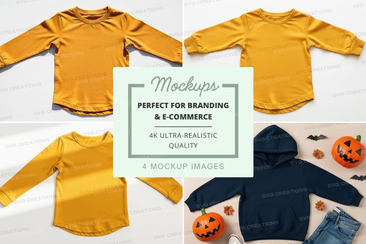 Mockup: halloween-themed kids' clothing collection