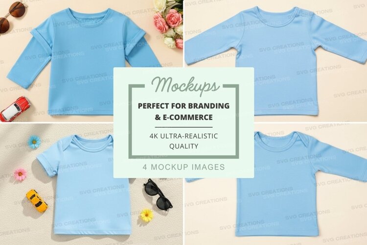 Mockup: light blue long-sleeve t-shirts for kids example image 1