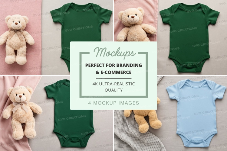 Mockup: baby onesies with teddy bears