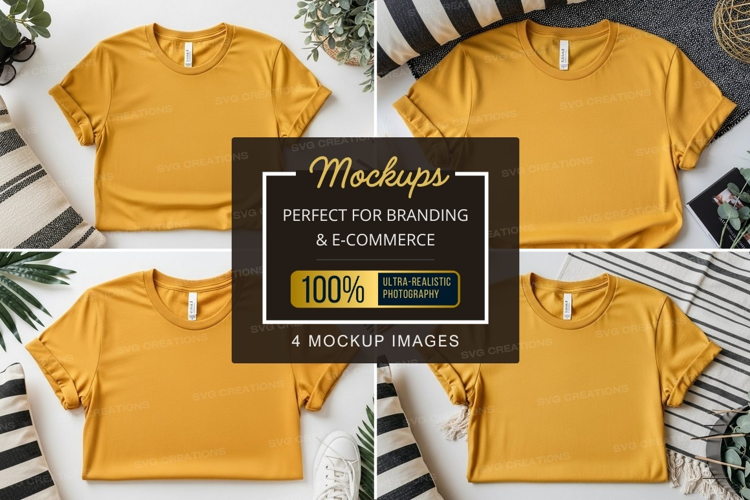 Mustard yellow t-shirt mockup