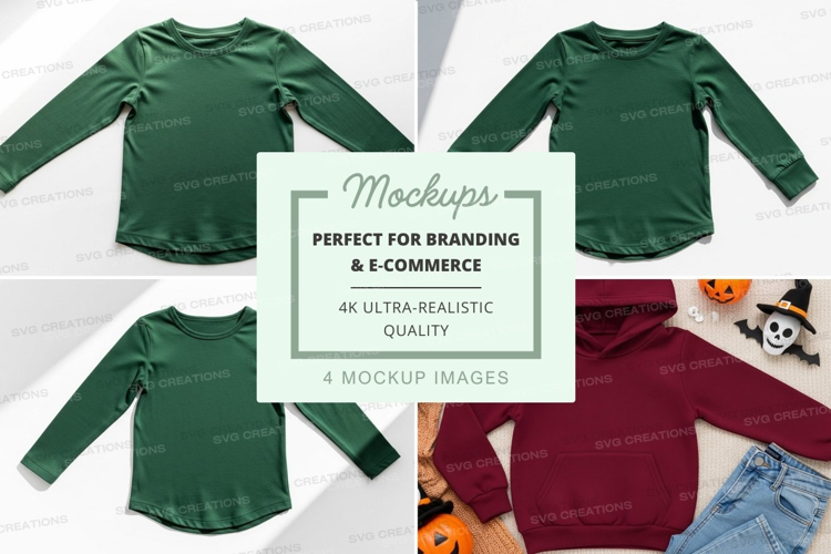 Mockup: kids' long sleeve t-shirts and hoodie
