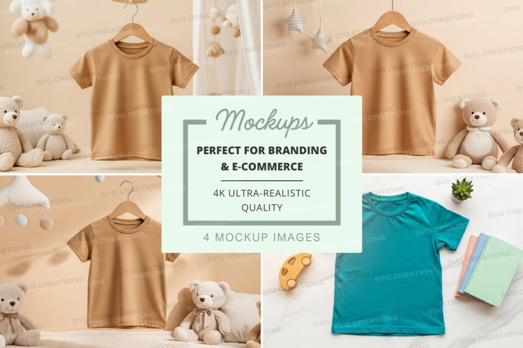 Mockup: children's clothing with stuffed toys