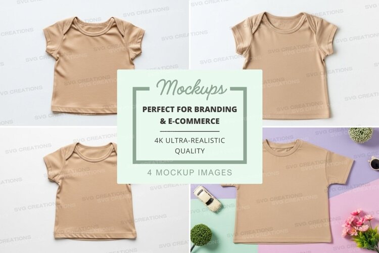 Mockup of beige t-shirts in various settings example image 1