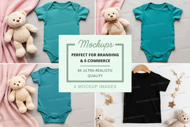 Mockup collection of baby clothes and accessories