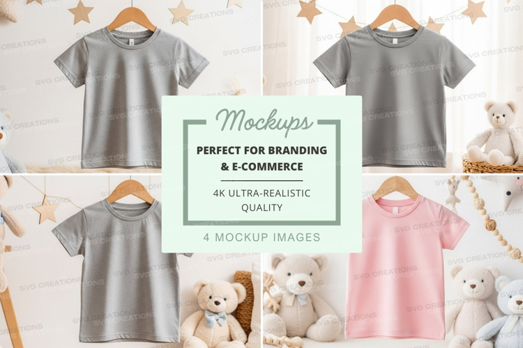 Mockup: children's t-shirts with stuffed animals