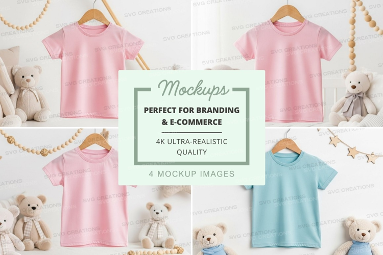 Mockup: children's t-shirts with stuffed animals