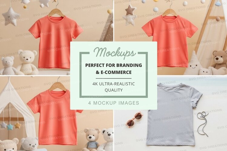 Mockup of children's t-shirts with toys example image 1