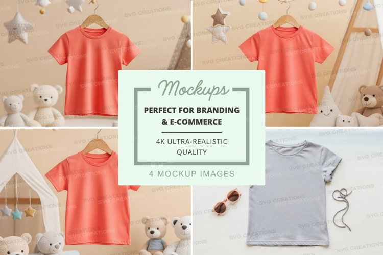 Mockup of children's t-shirts with toys