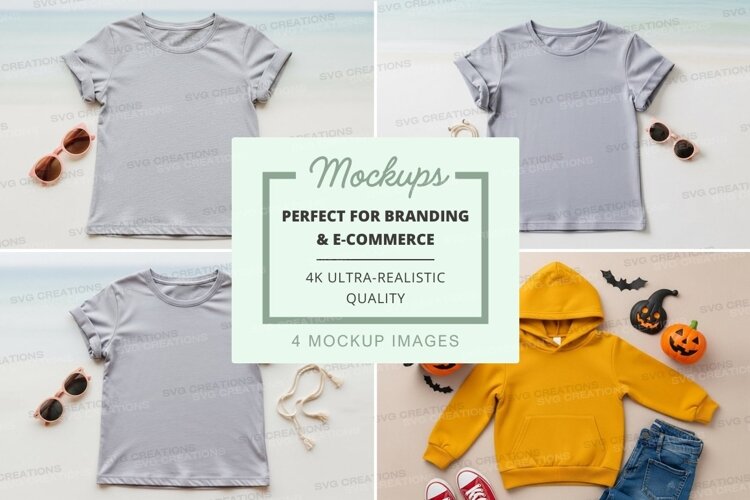 Mockup of various t-shirts and hoodie with accessories example image 1