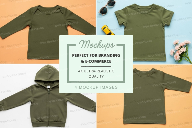 Mockup: kids' green clothing collection