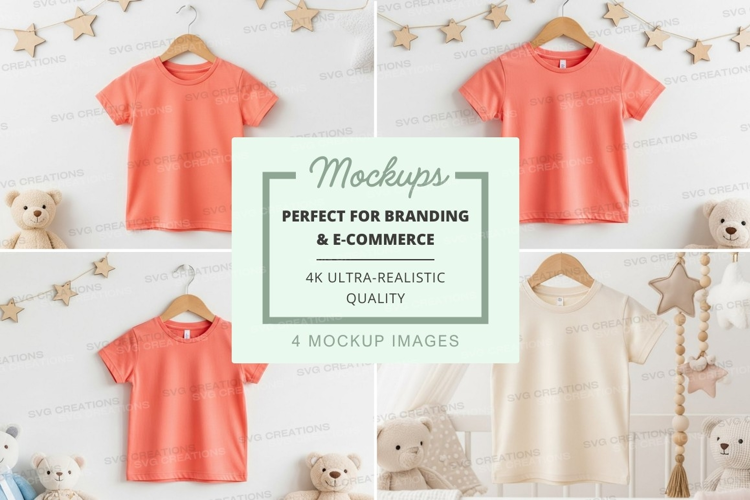 Mockup of children's clothing and toys