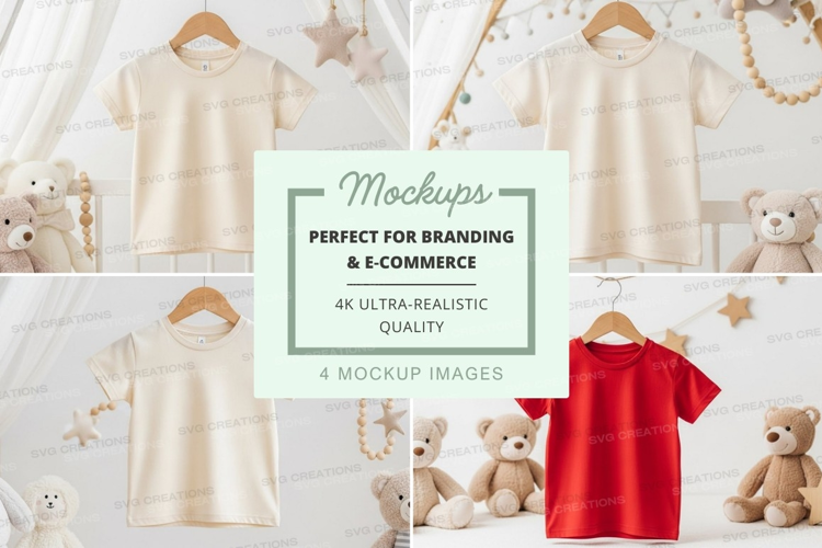Mockup of children's t-shirts with teddy bears