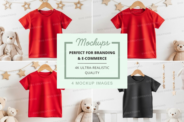 Mockup: children's t-shirts with stuffed animals