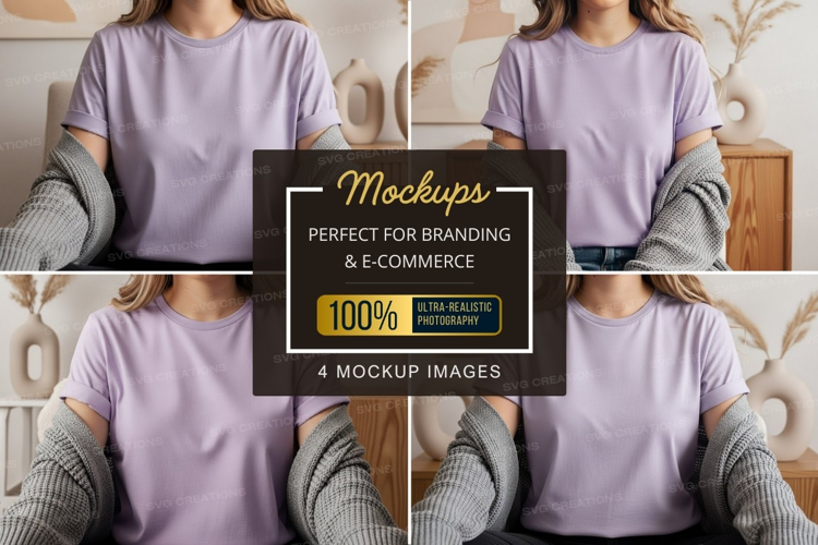 Casual lavender t-shirt mockup