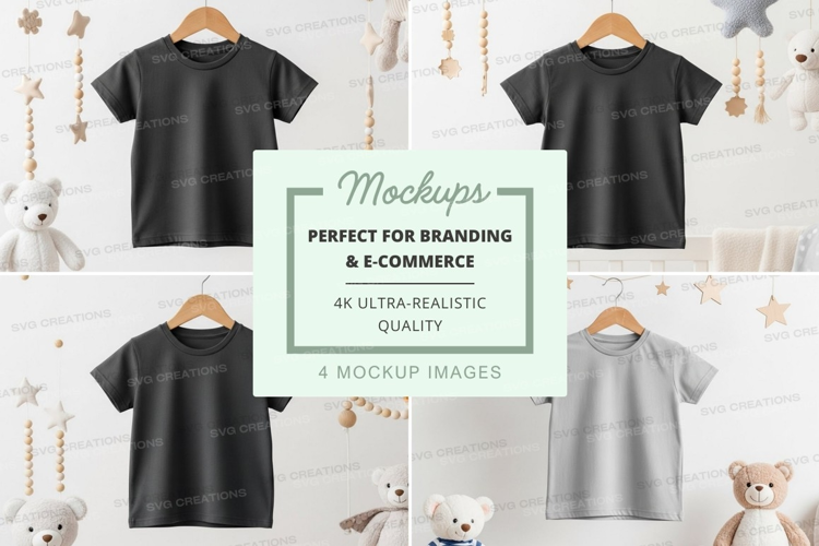 Mockup of children's t-shirts with teddy bears