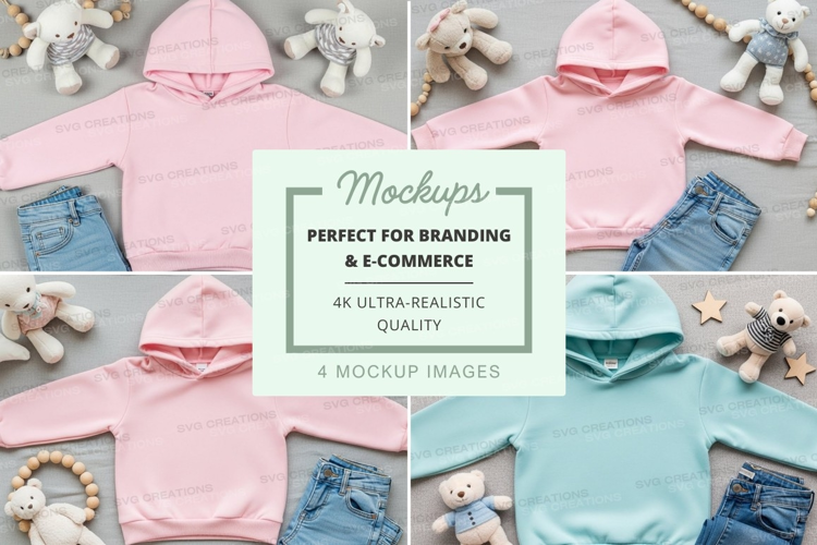 Mockup of children's clothing and toys