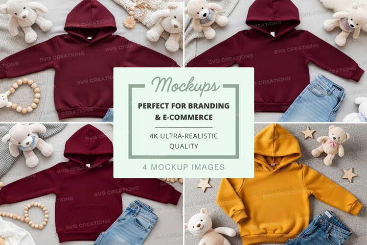 Mockup of children's clothing with toys