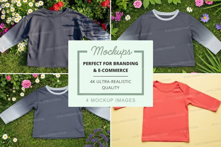 Mockup: children's long-sleeve t-shirts in nature example image 1