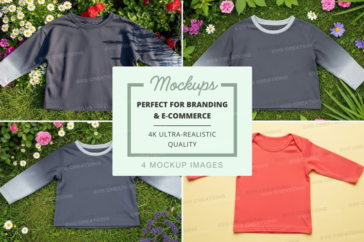 Mockup: children's long-sleeve t-shirts in nature