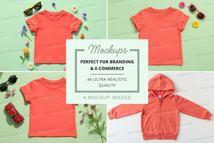 Mockup collection of coral colored clothing items