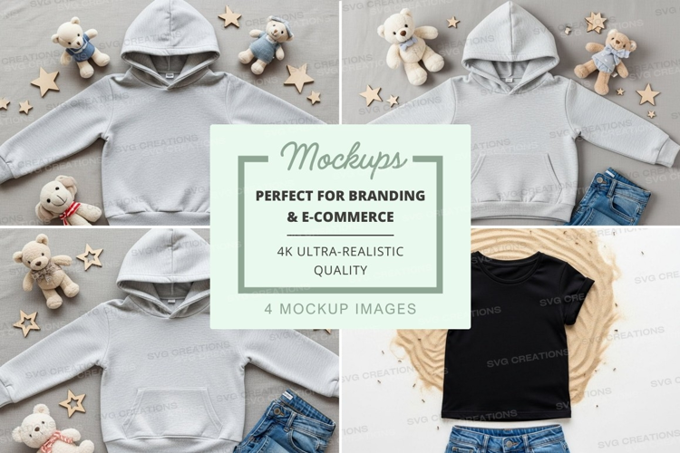Mockup of kids' clothing with toys