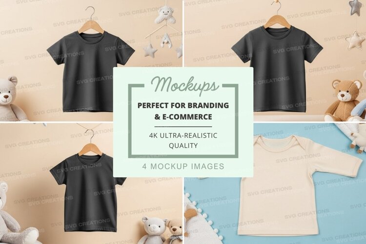 Mockup of baby clothing with stuffed animals example image 1