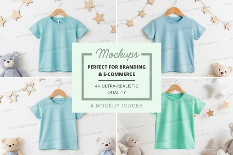 Mockup of children's t-shirts and stuffed animals example image 1