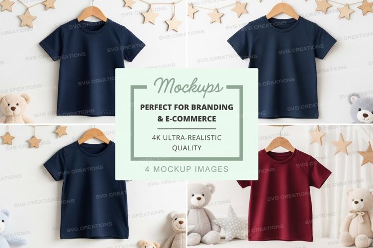Mockup of children's t-shirts with stuffed animals
