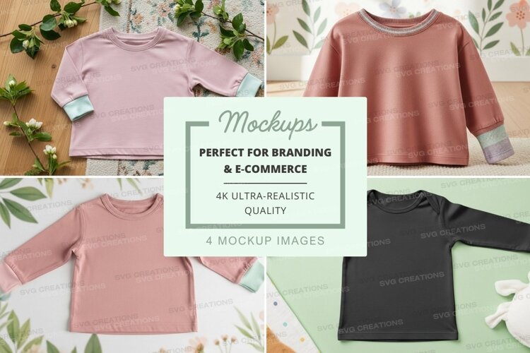 Mockup: collection of pastel and neutral long-sleeve t-shirt example image 1