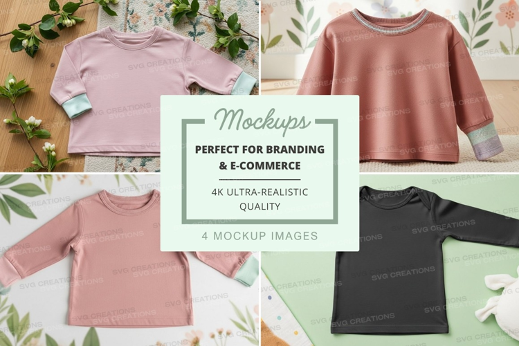 Mockup: collection of pastel and neutral long-sleeve t-shirt
