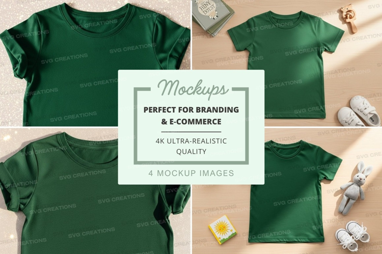 Mockup: green t-shirts for kids