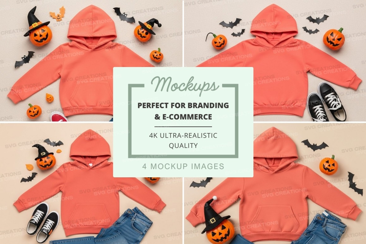 Mockup of halloween-themed kids' hoodie