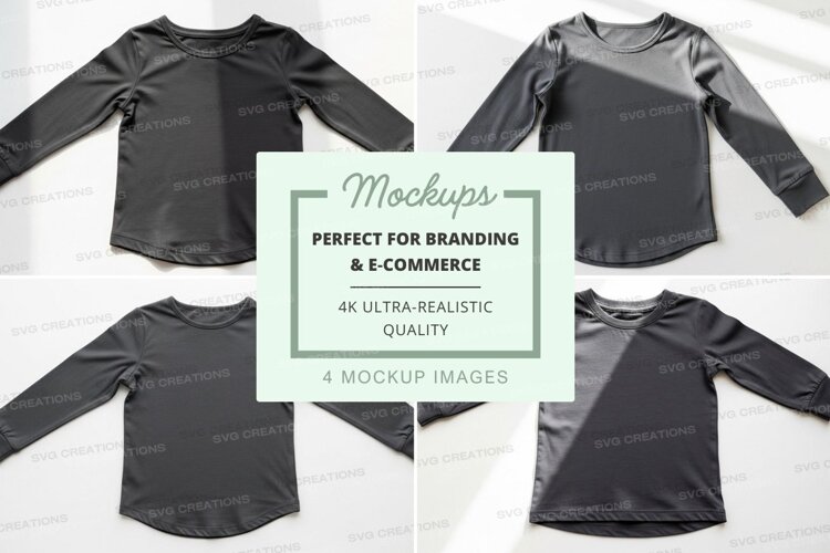 Mockup: long sleeve shirt in dark gray with color block example image 1