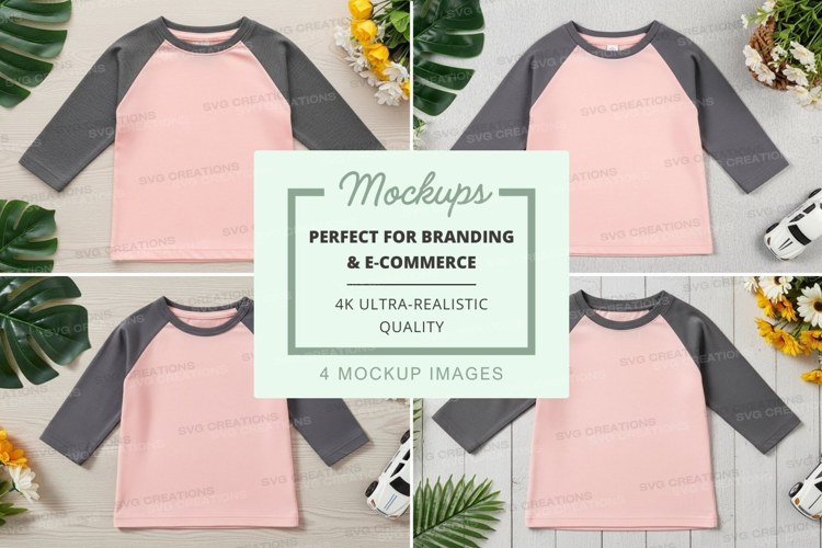 Mockup of pink and gray baseball tee