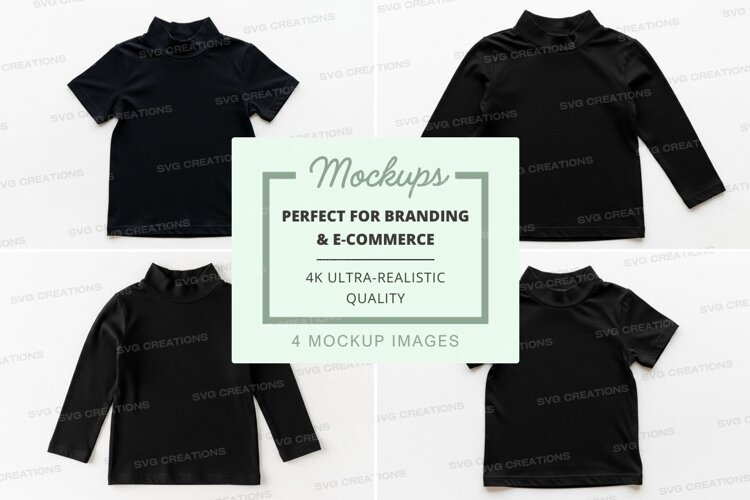 Mockup of various black turtleneck shirts example image 1