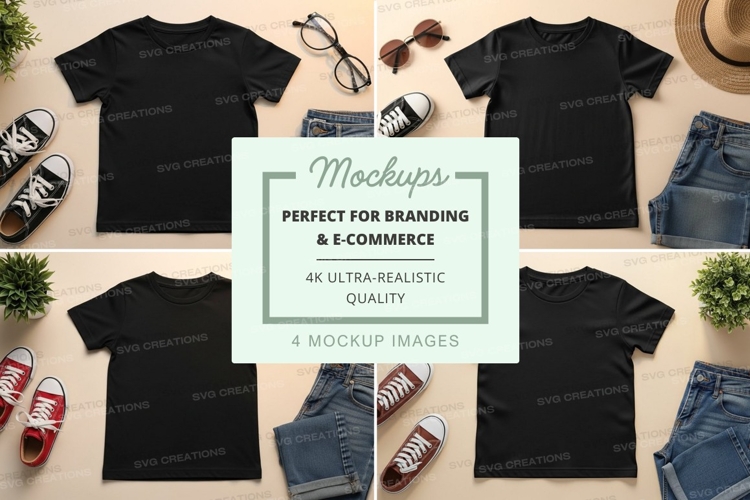 Mockup: casual outfit with black t-shirts