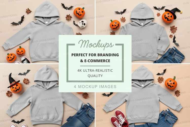 Halloween themed kids' hoodie mockup