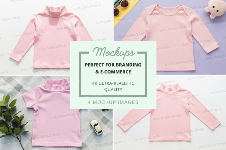 Mockup: pink long-sleeve t-shirts for kids