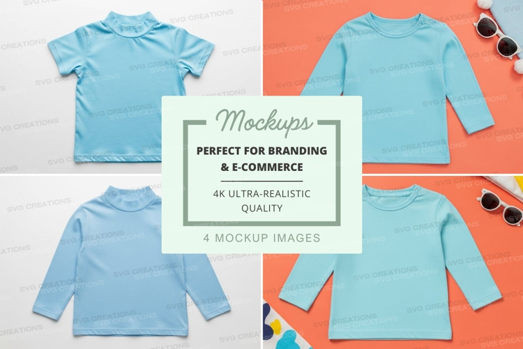 Mockup collection of light blue turtleneck tops