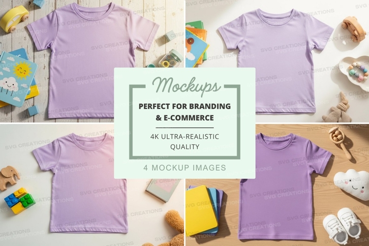 Mockup of childrens clothing with toys