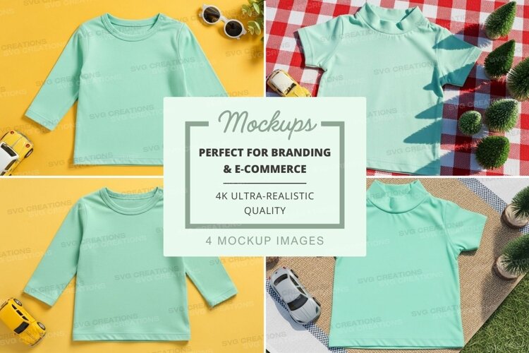 Mockup of light blue t-shirts and accessories example image 1