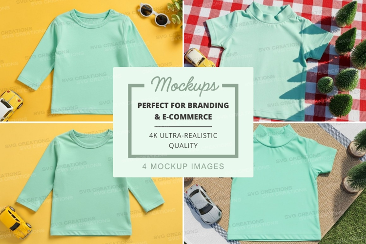 Mockup of light blue t-shirts and accessories