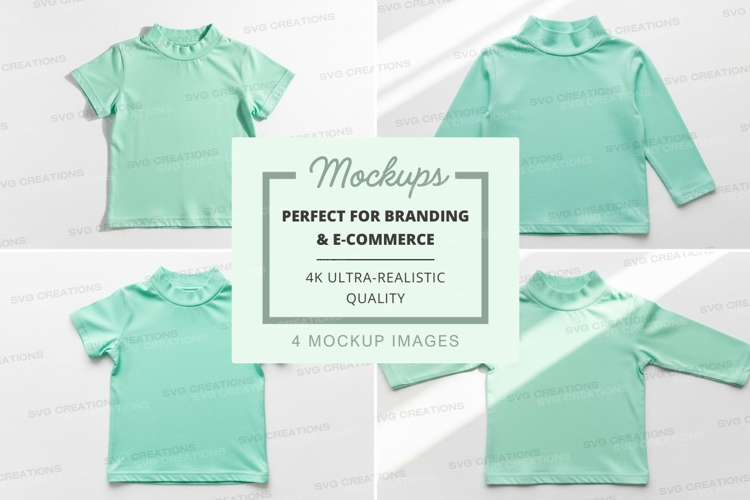 Mockup: collection of light green t-shirts