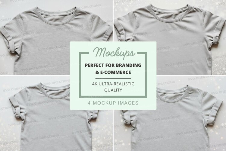 Mockup: collection of gray t-shirts example image 1